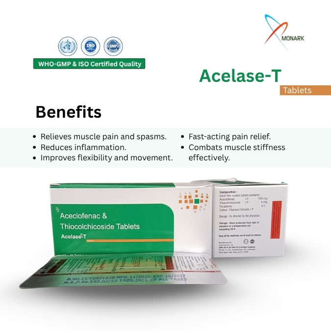Aceclofenac 100mg + Thiocolchicoside 4 mg  Tablet