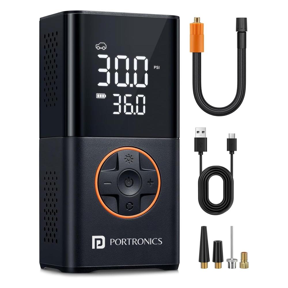 Portronics Vayu 3.0 tyre Inflator with 150 PSI Pressure, 4000 mAh