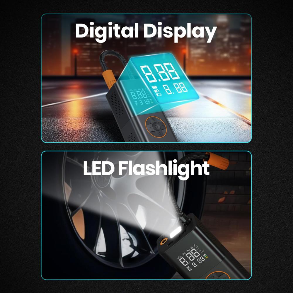 Portronics Vayu 3.0 tyre Inflator with 150 PSI Pressure, 4000 mAh