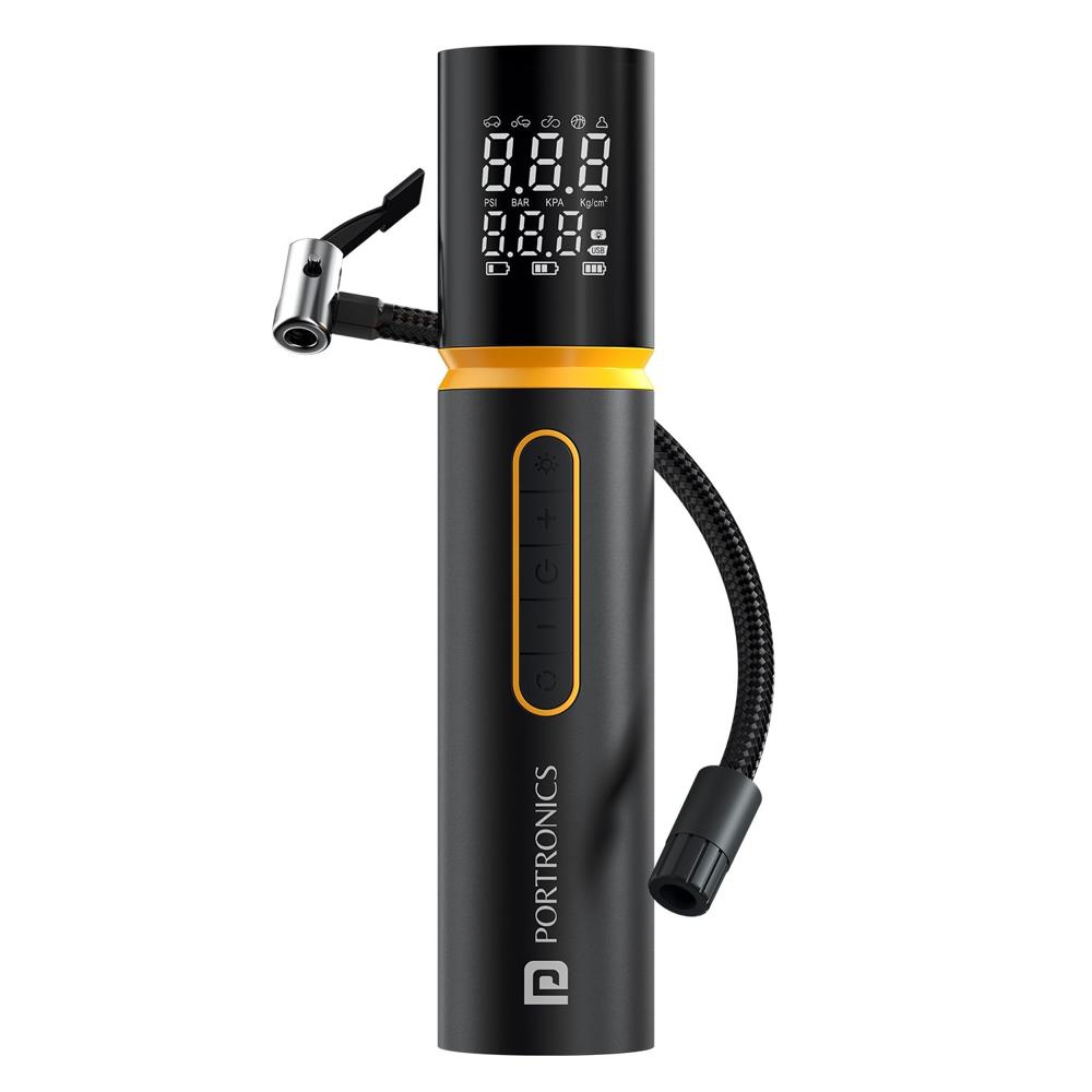 Portronics Vayu 5.0 , Portable 12V DC Corded Tyre Inflator for Cars, 150 PSI, Fast Inflation,