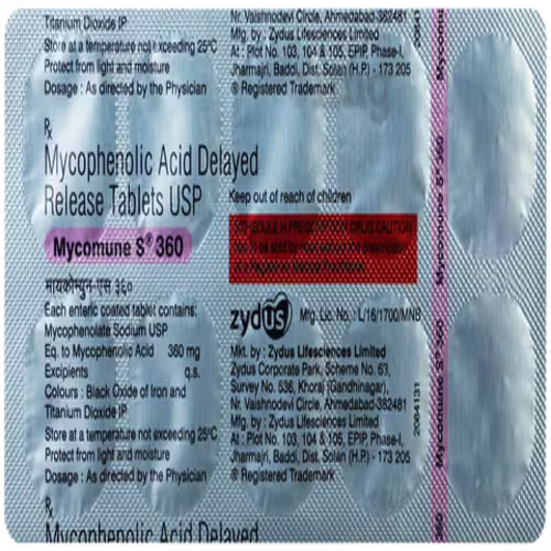 Mycomune S 360 mg Tablets, Mycophenolic Sodium Immunosuppressant Medicine