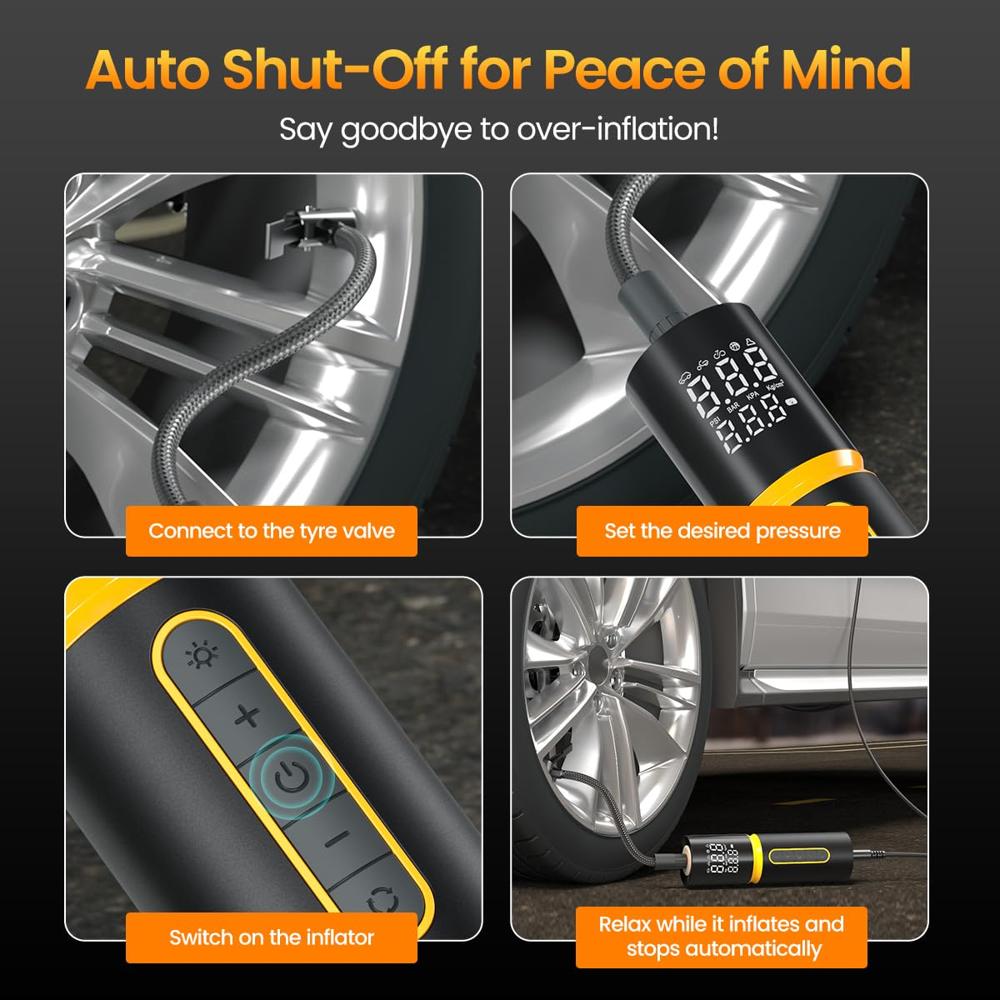 Portronics Vayu 5.0 Lite, Portable 12V DC Corded Tyre Inflator for