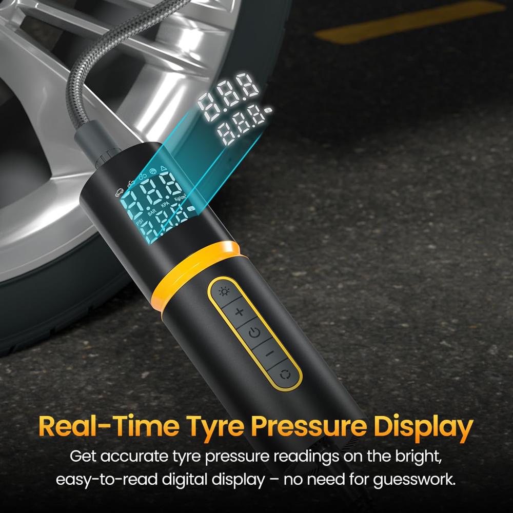 Portronics Vayu 5.0 Lite, Portable 12V DC Corded Tyre Inflator for