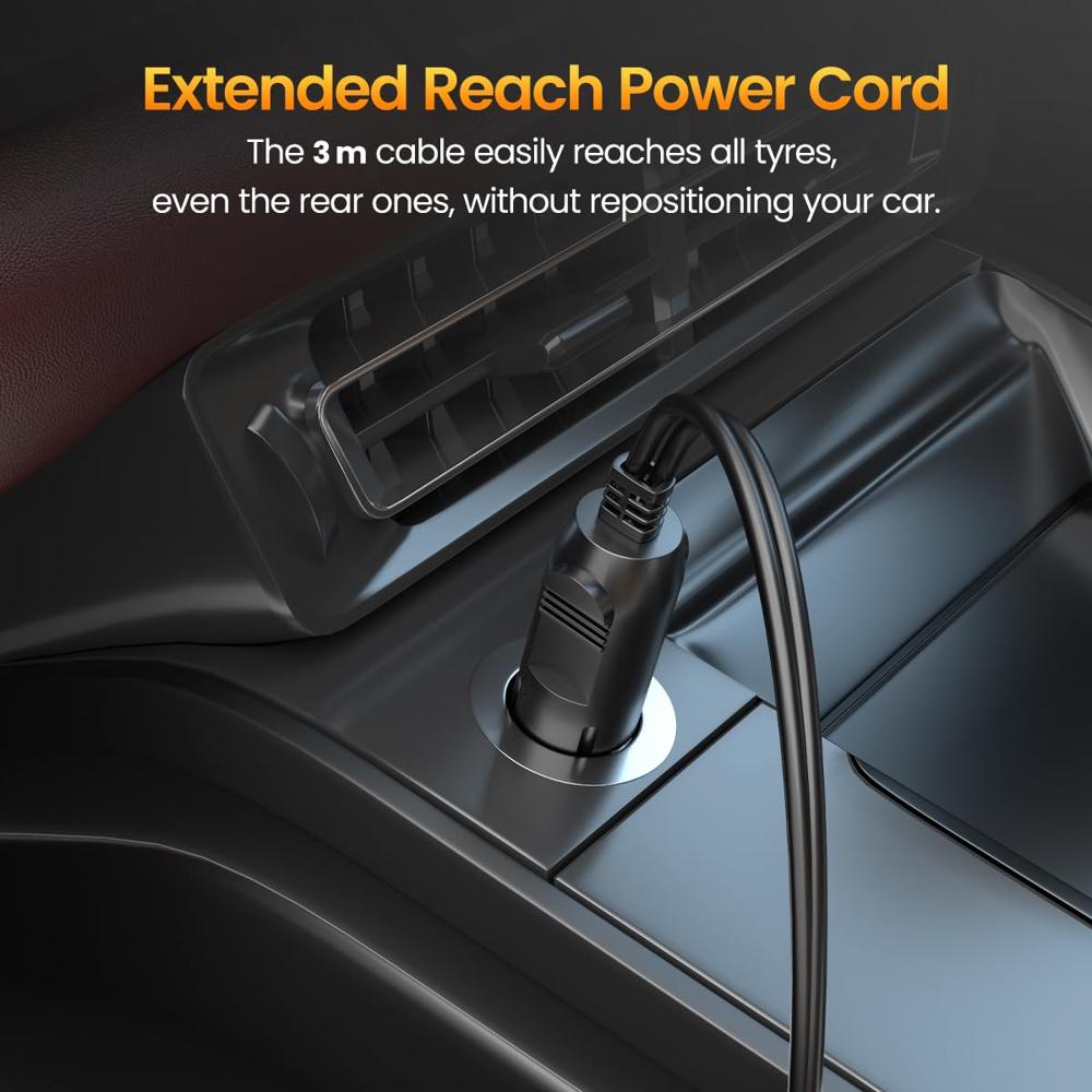 Portronics Vayu 5.0 Lite, Portable 12V DC Corded Tyre Inflator for