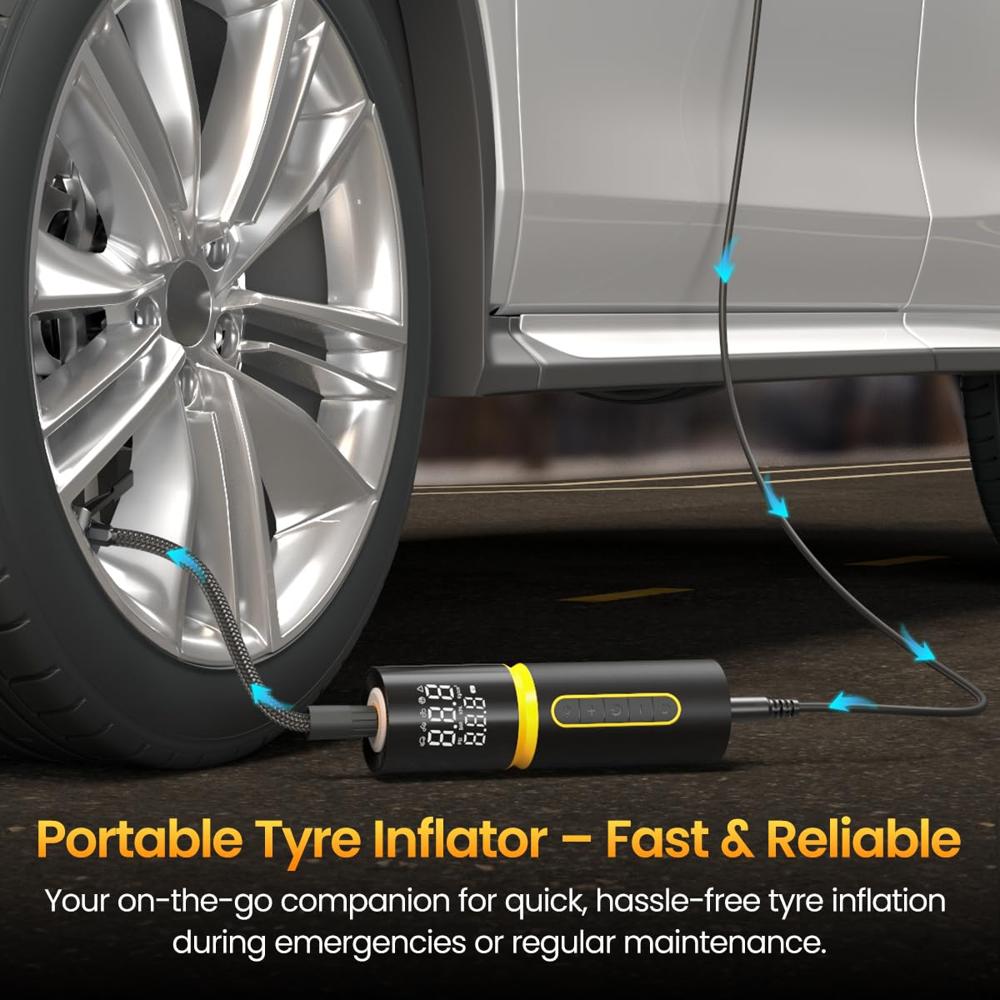 Portronics Vayu 5.0 Lite, Portable 12V DC Corded Tyre Inflator for