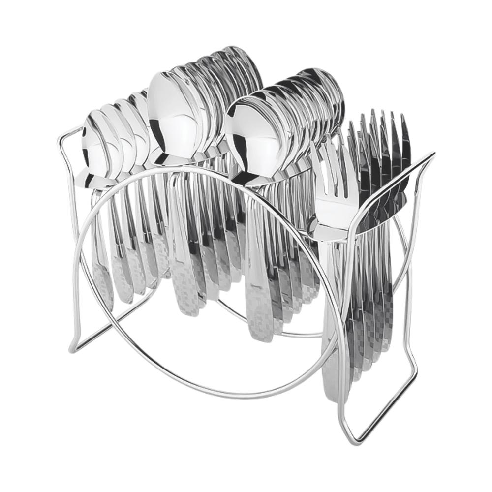 Stainless Steel Cutlery Set with Elegant Storage Stand (24 Pc)