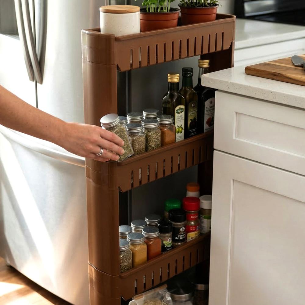Multipurpose Plastic 4 Layer Storage Rack With Wheels - Color: Mix