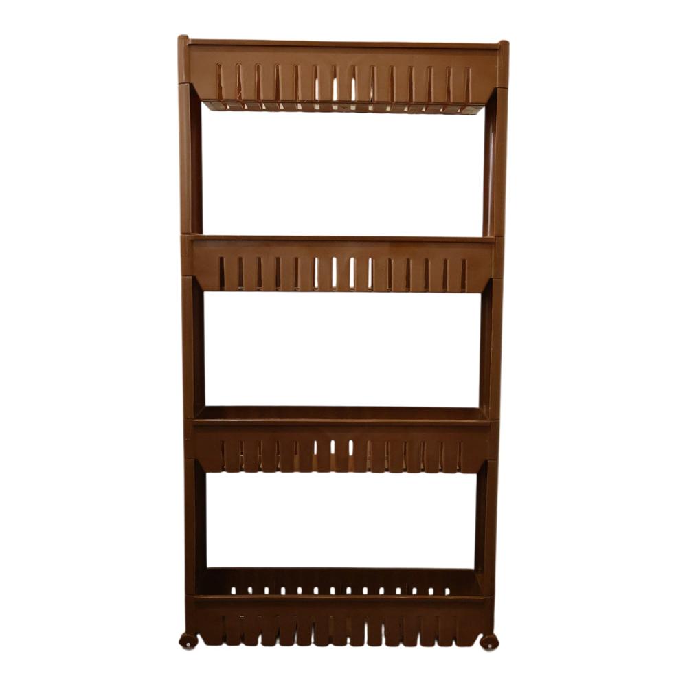 Multipurpose Plastic 4 Layer Storage Rack With Wheels - Color: Mix