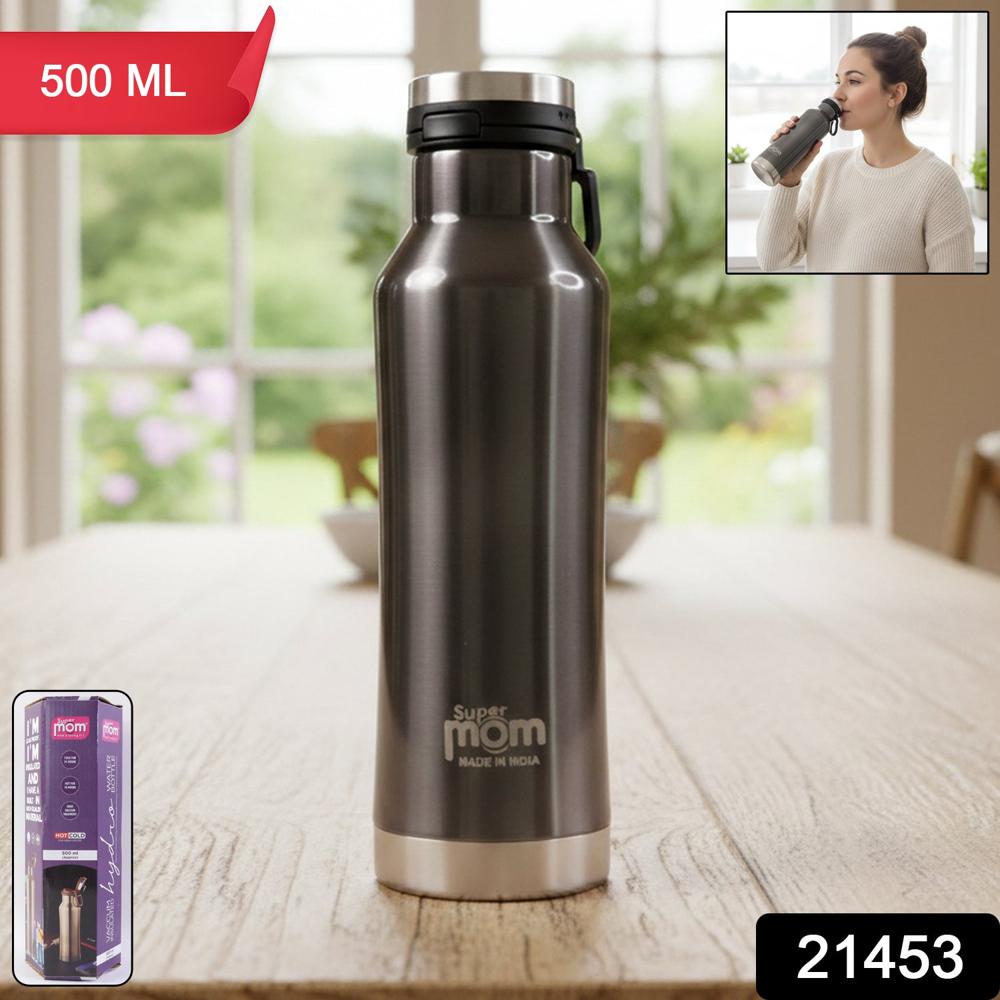 Supermom 500 Ml Stainless Steel Insulated Hydro Water Bottle, Vacuum Flask - Color: Mix