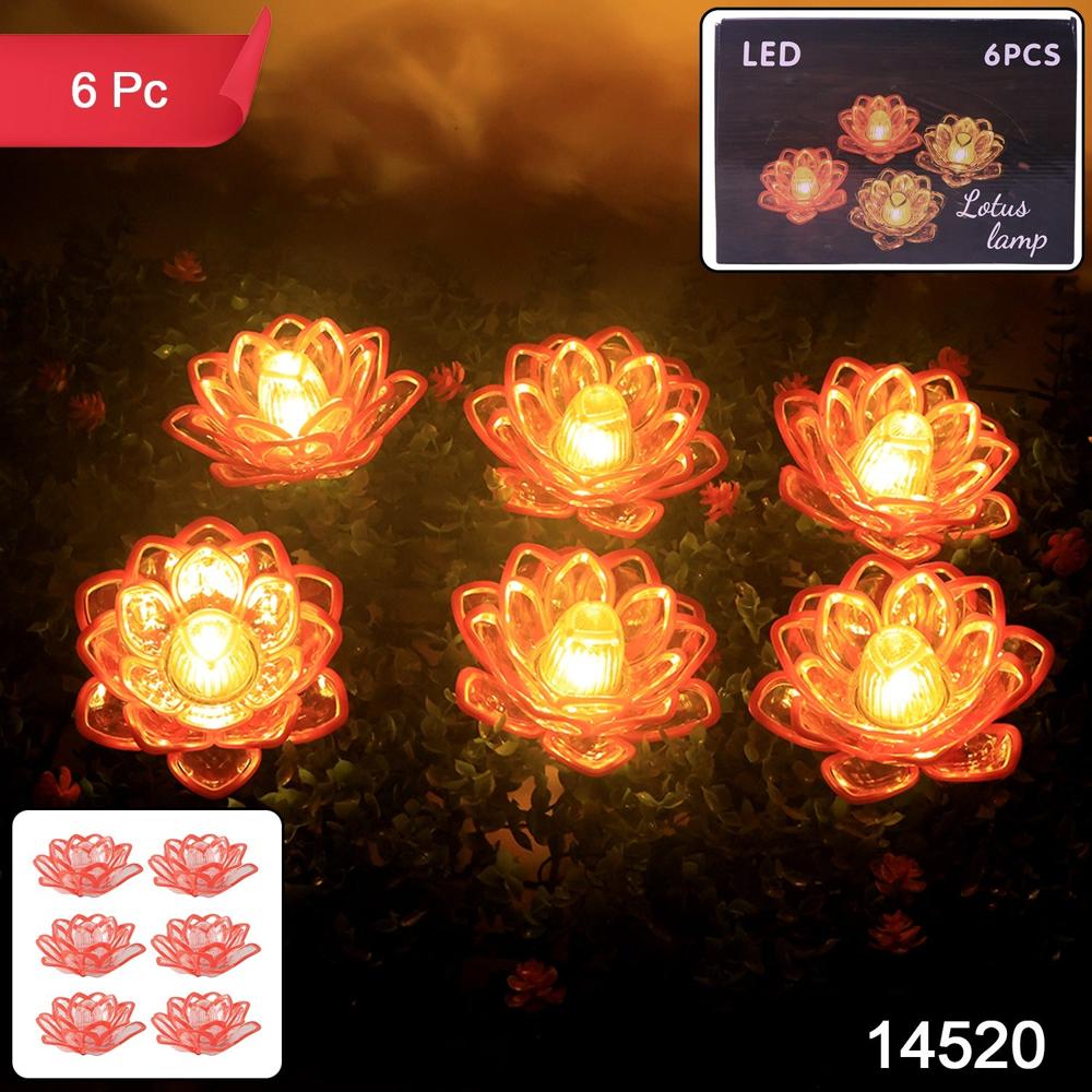 Set Of 6 Lotus Shaped Led Flameless Decorative Candles - Color: Mix