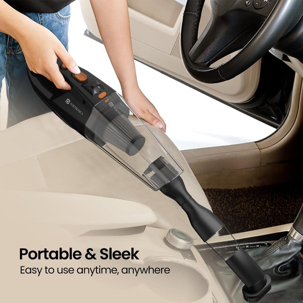 Portronics Mopcop Rechargeable Handheld Vacuum Cleaner for Home & Car, Washable HEPA
