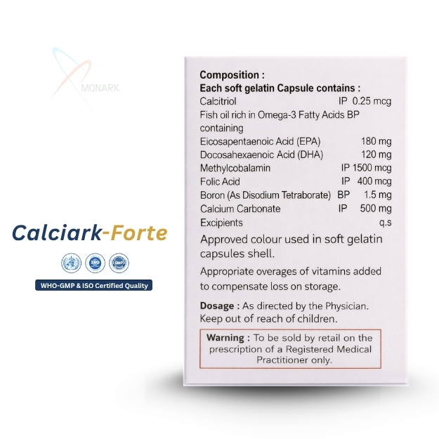 Omega- 3 Fatty Acid (EPA 180mg +DHA 120mg) + Methylcobalamin 1500mcg +Calcitriol 0.25mcg +Calcium Carbonate 500mg +  Folic Acid 400mcg +Boron 1.5mg Softgel Capsule        (In Drug Formulation)