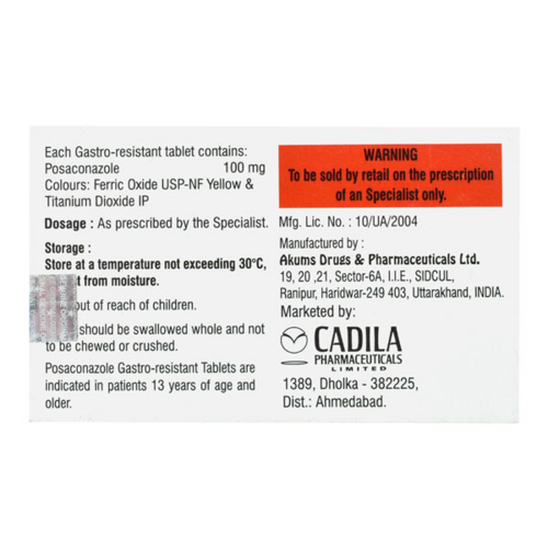 Posacad GR Tablet, Posaconazole Gastro Resistant Antifungal Infection Medicine