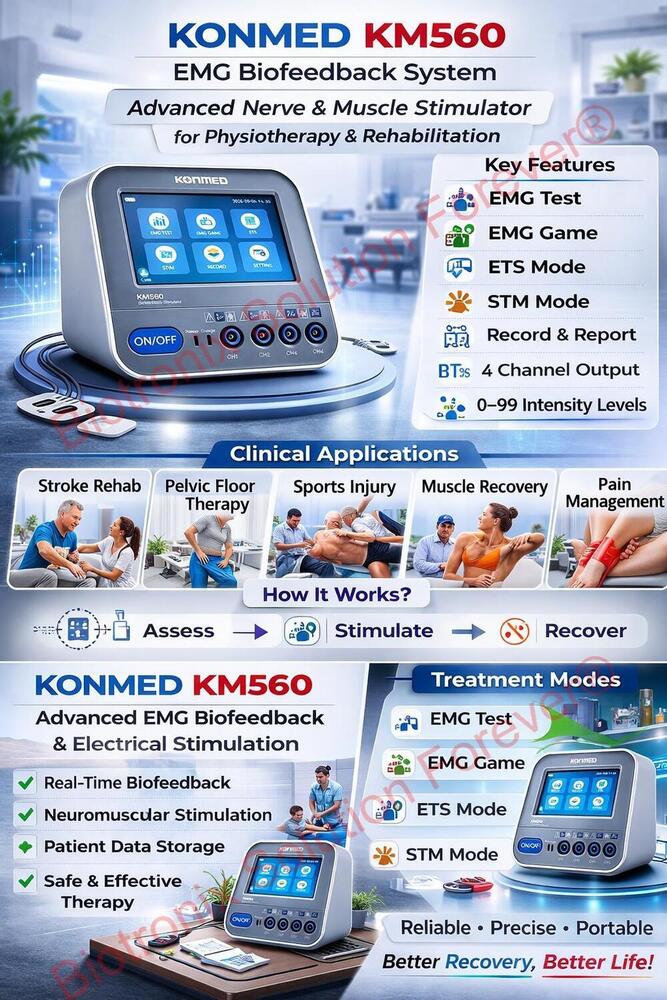Konmed KM-560 EMG Biofeedback Device with Clinical Applications