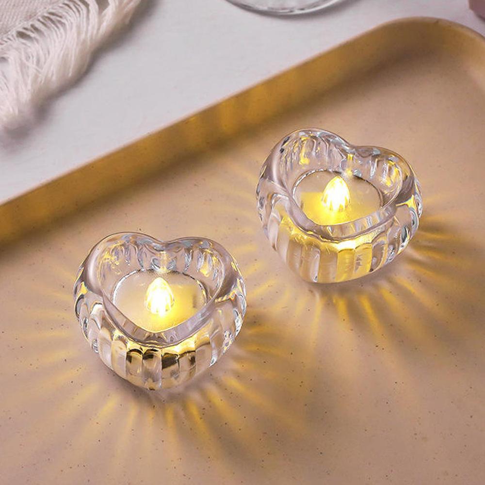 Set Of 12 Heart-Shaped Led Flameless Decorative Candles - Color: Mix