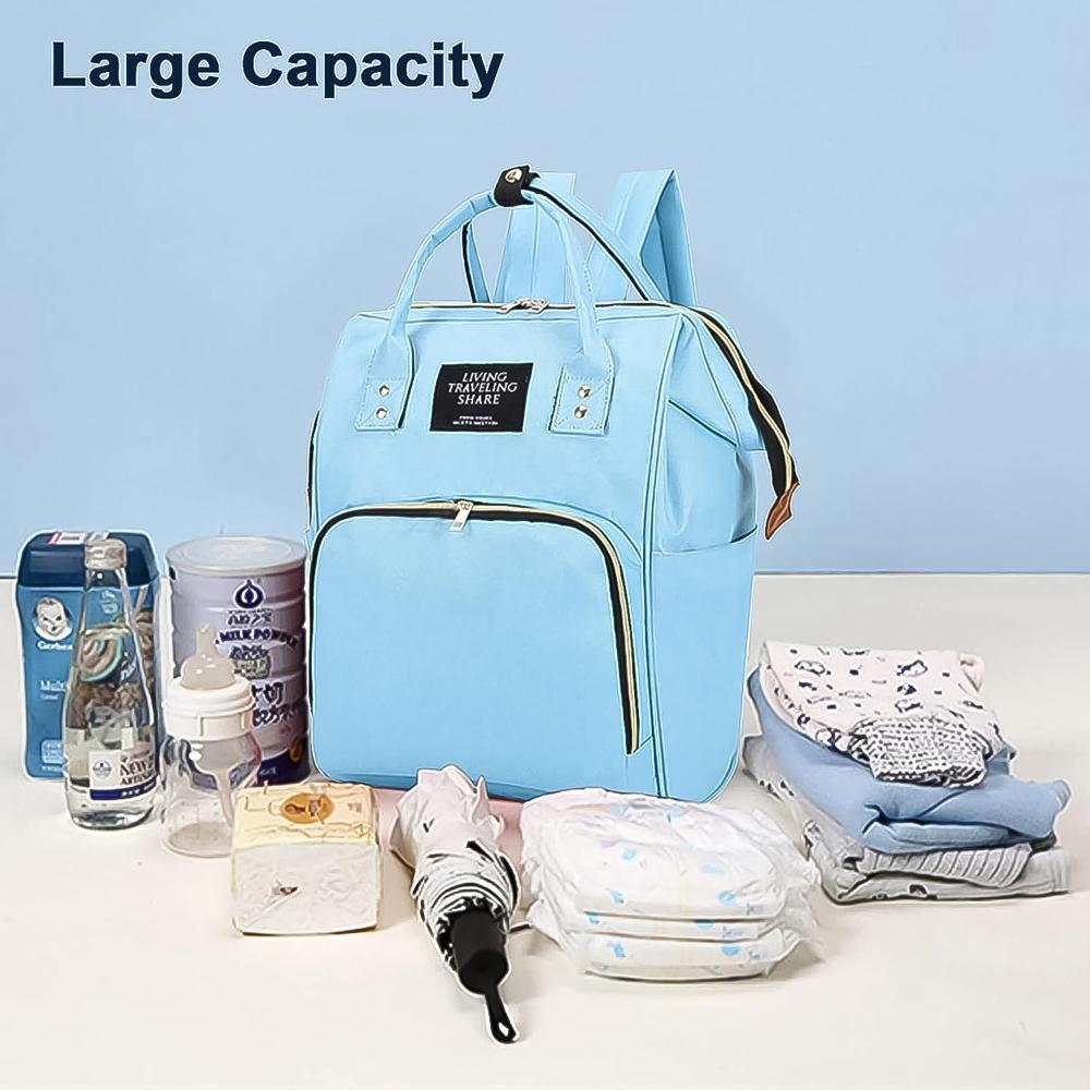 Multifunction Diaper Bag Backpack for Baby Care & Travel, Large Capacity Baby Changing Bag with Multiple Compartments, Lightweight & Durable Mother Baby Organizer Bag, 1 Pc, Assorted Blue/Pink/Peach - Daiper Bag - Image 8