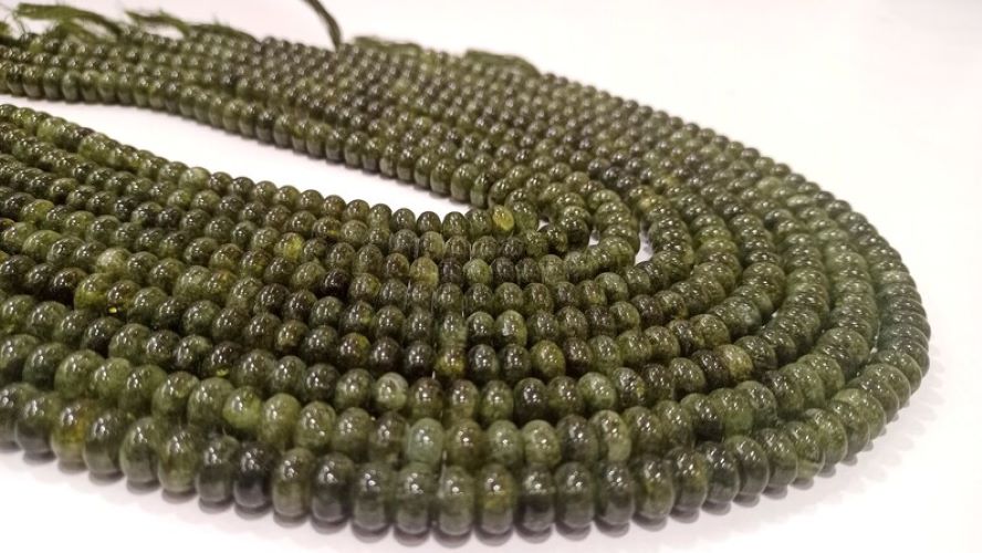 Natural Gemstone Green Tourmaline Quartz Rondelle plain smooth 8mm Beads 