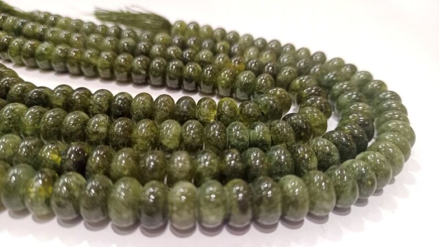 Natural Gemstone Green Tourmaline Quartz Rondelle plain smooth 8mm Beads 