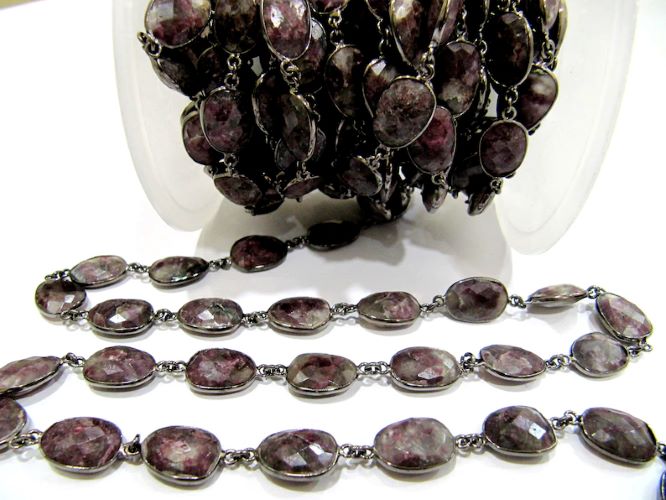 Natural Pink Tourmaline quartz Uneven Shape Bezel Connector Chain 12-15mm Size Chain