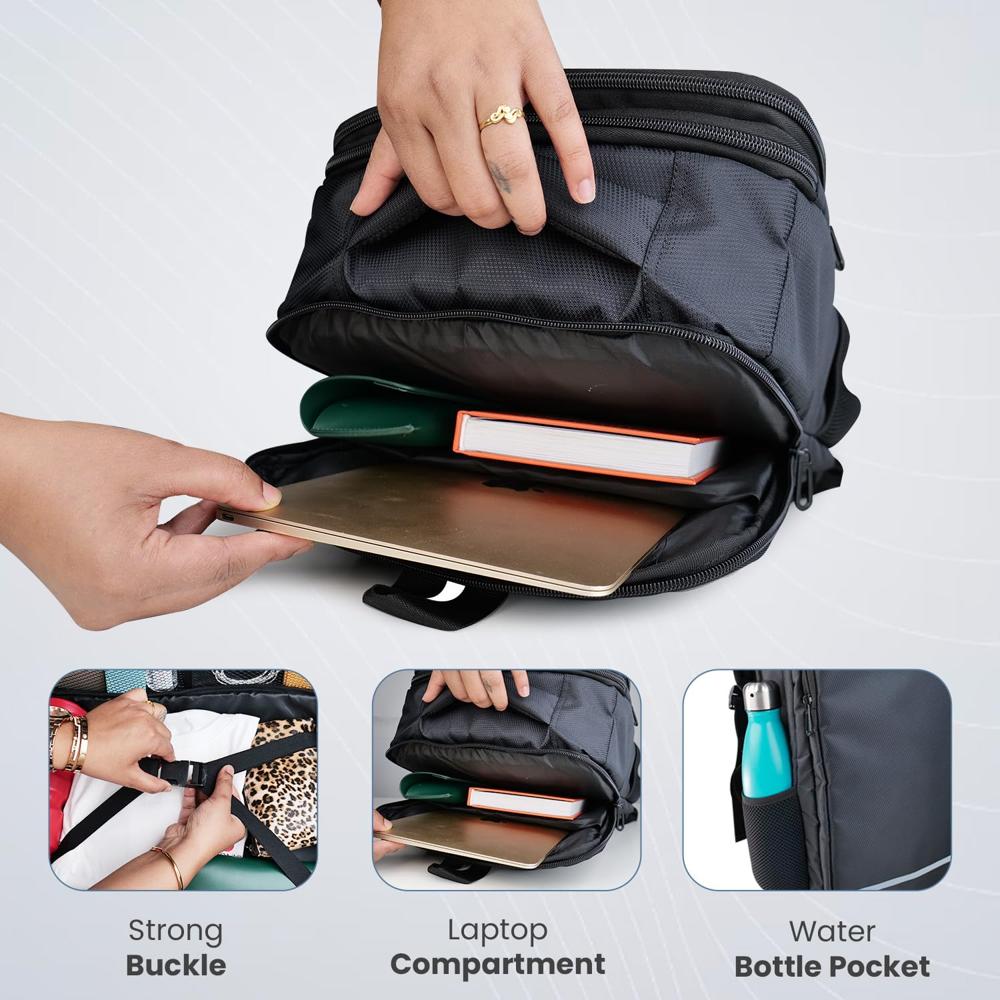 Portronics Elements U 2-in-1 Laptop Backpack & Luggage Bag with Spacious Compartments, for