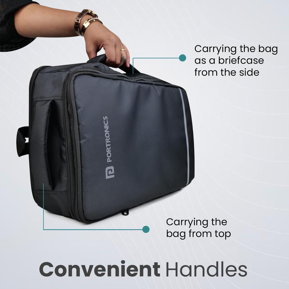 Portronics Elements U 2-in-1 Laptop Backpack & Luggage Bag with Spacious Compartments, for