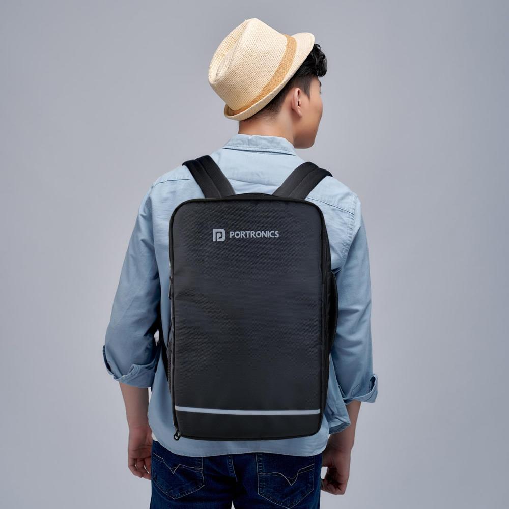 Portronics Elements U 2-in-1 Laptop Backpack & Luggage Bag with Spacious Compartments, for