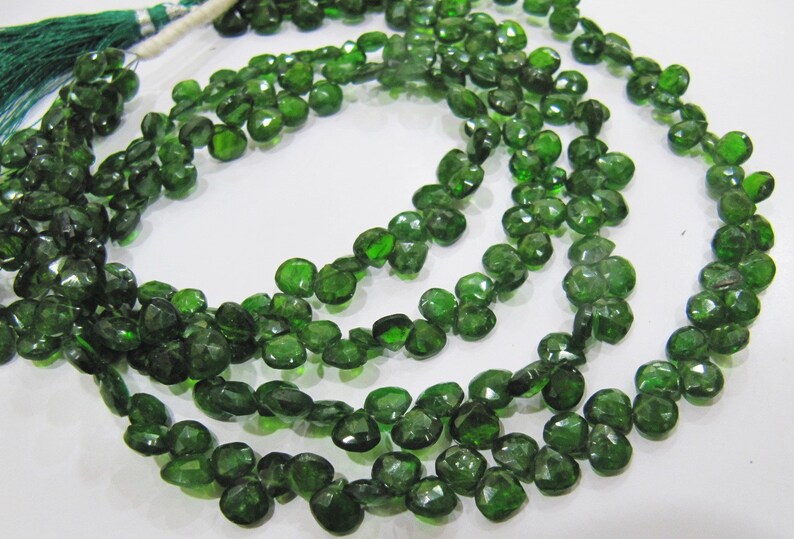 Natural Green Tourmaline 5-6mm, Green Color Heart Shape Faceted Beads, Strand 8 inches