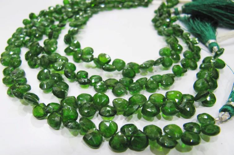 Natural Green Tourmaline 5-6mm, Green Color Heart Shape Faceted Beads, Strand 8 inches