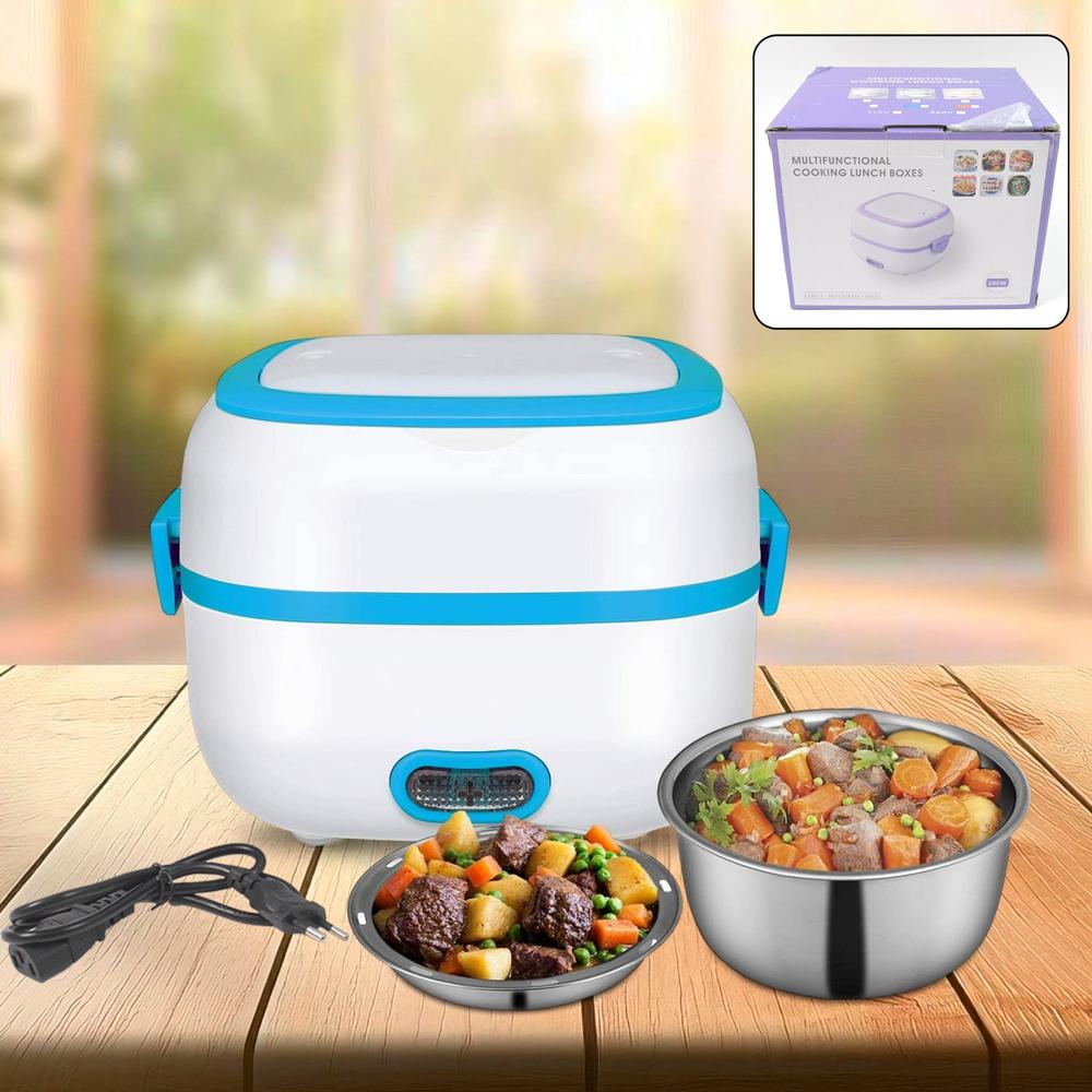 Electric Lunch Box, 3 In 1 Food Heater / Cooker / Steamer With Stainless (1 Set) - Color: Mix