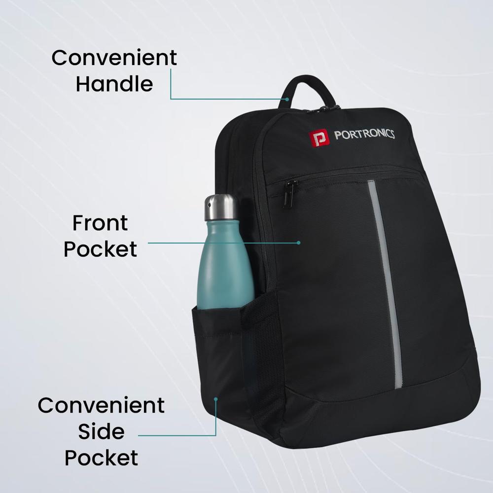 Portronics Byte Laptop Backpack Bag with 15.6 Inch Laptop Sleeve, Bottle