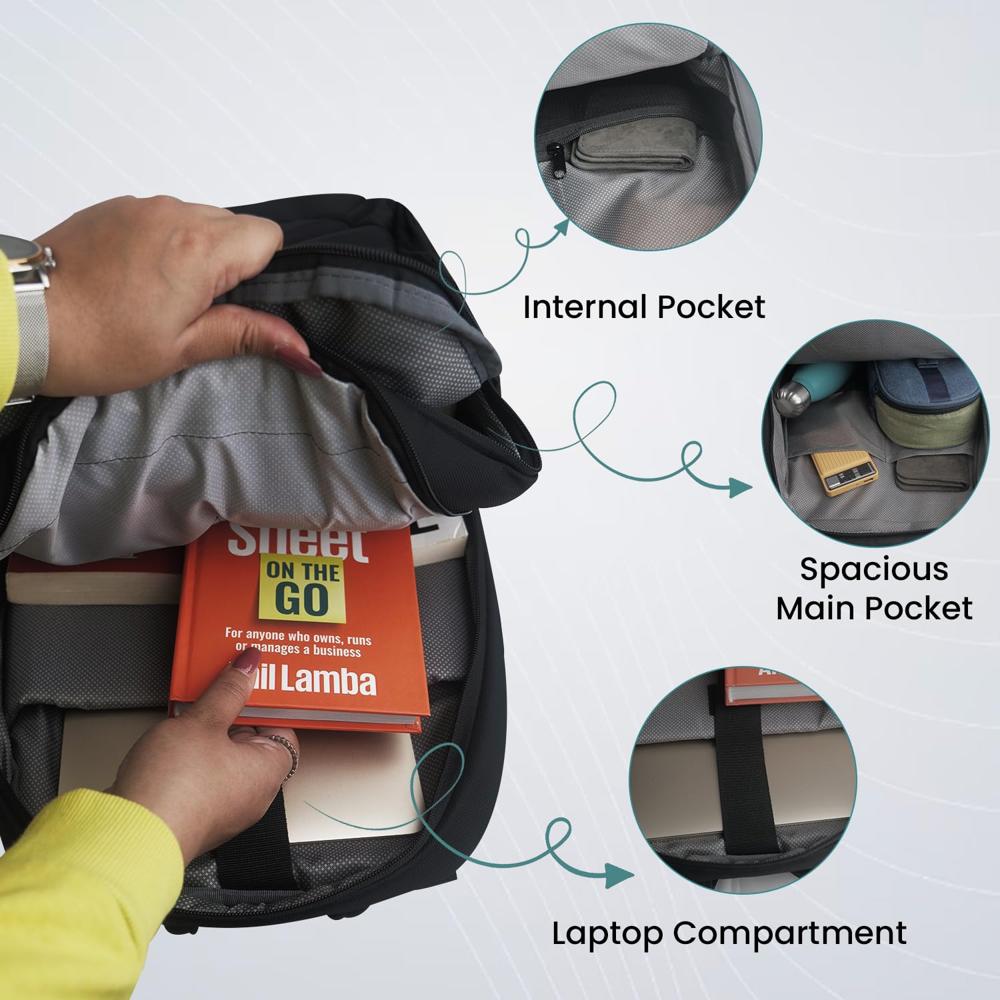 Portronics Byte Laptop Backpack Bag with 15.6 Inch Laptop Sleeve, Bottle