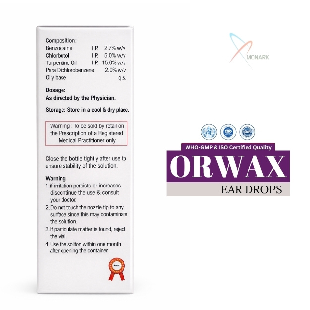 Benzocaine 2.7 % +  chlorbutol 5% + Turpentine oil 15% + Para Dichlorobenzene 2% Ear Drop