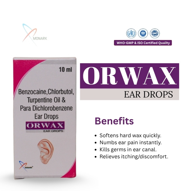 Benzocaine 2.7 % +  chlorbutol 5% + Turpentine oil 15% + Para Dichlorobenzene 2% Ear Drop