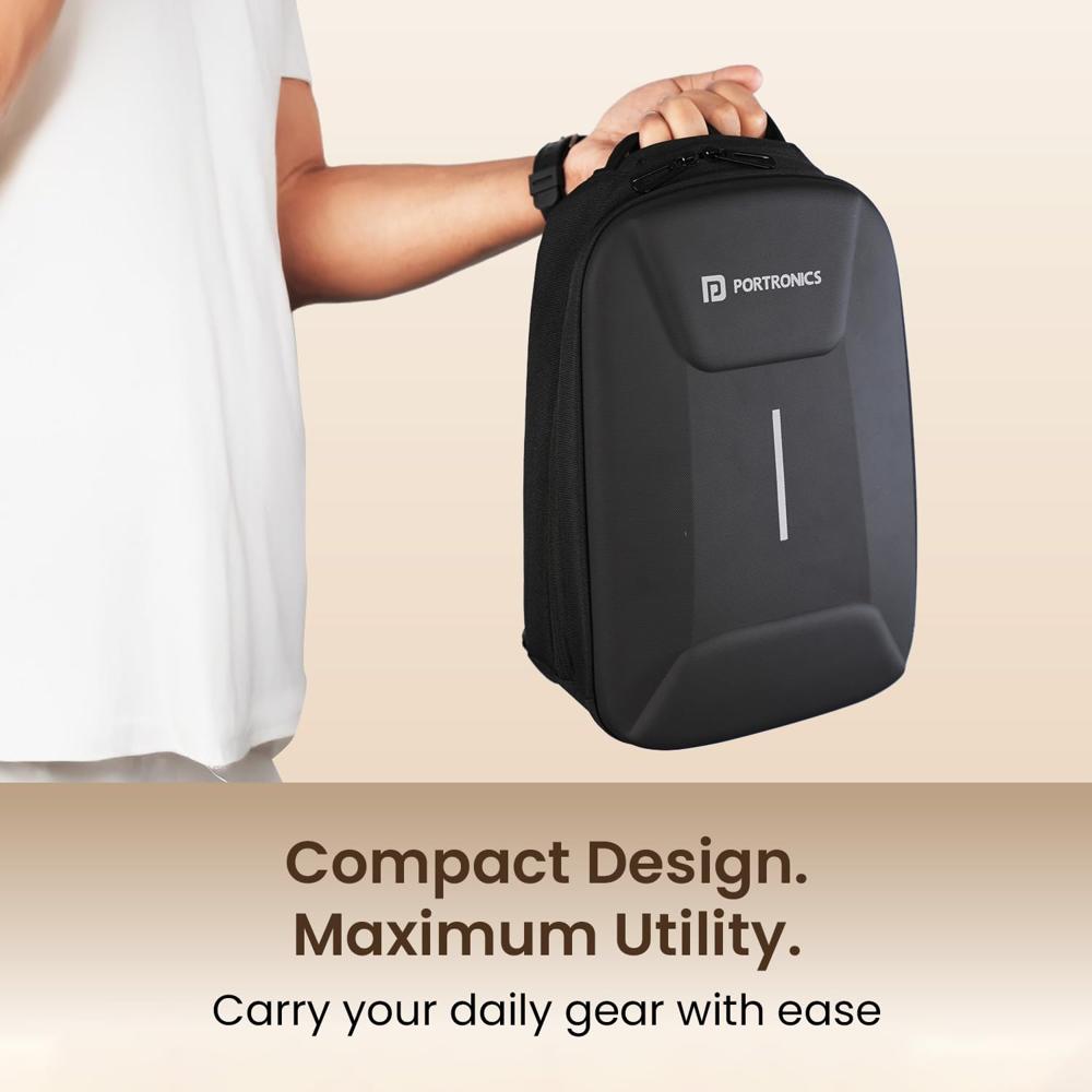 Portronics Byte Mini, Unisex Crossbody Sling Bag with Water-Resistant Hard Shell, Fits Devices up