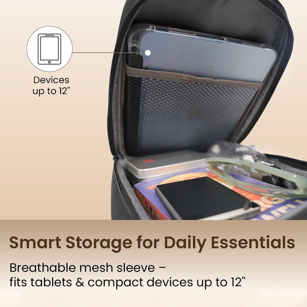 Portronics Byte Mini, Unisex Crossbody Sling Bag with Water-Resistant Hard Shell, Fits Devices up