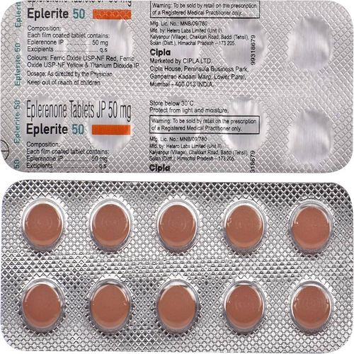 Eplerite 50 mg Tablet, Eplerenone Hypertension Heart Failure Medicine