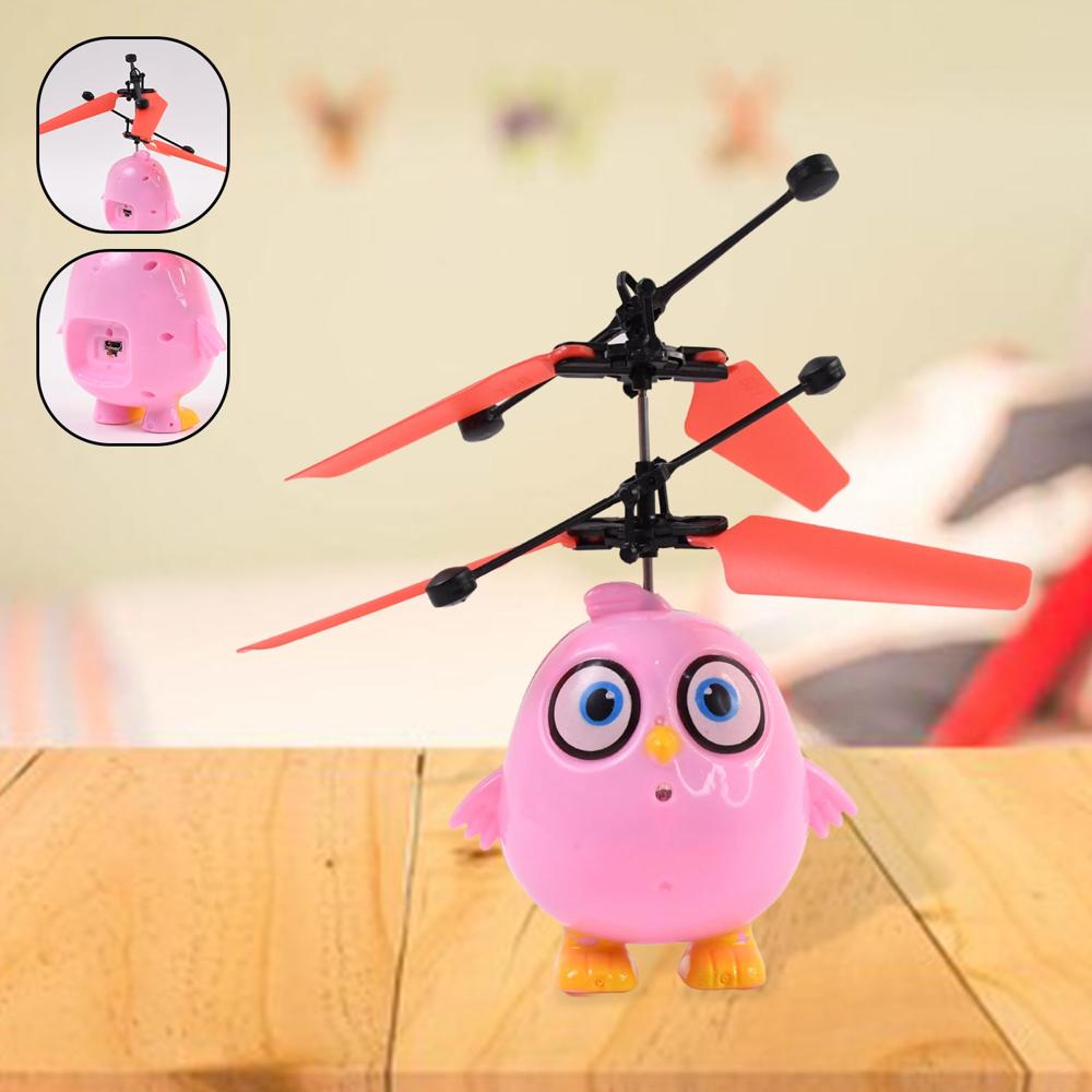 Electroplay Flying Bird RC Toy with LED, Remote Control Pink Owl Design (1 Set)