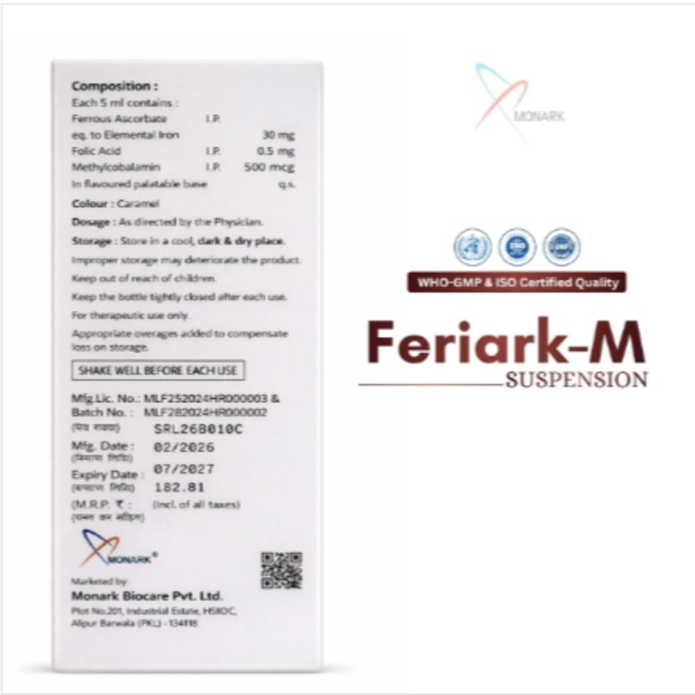 Ferrous Ascorbate (Elemental Iron) 30mg + Folic Acid 0.5 mg + Methylcobalamin 500 mcg Suspension Monocarton