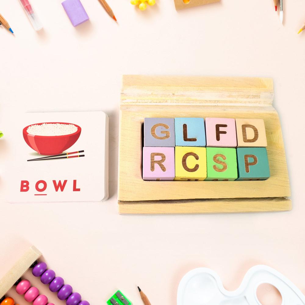 Alphabet Puzzle Spelling and Reading Words (26 Flash Cards and 8 WoodenBlock)