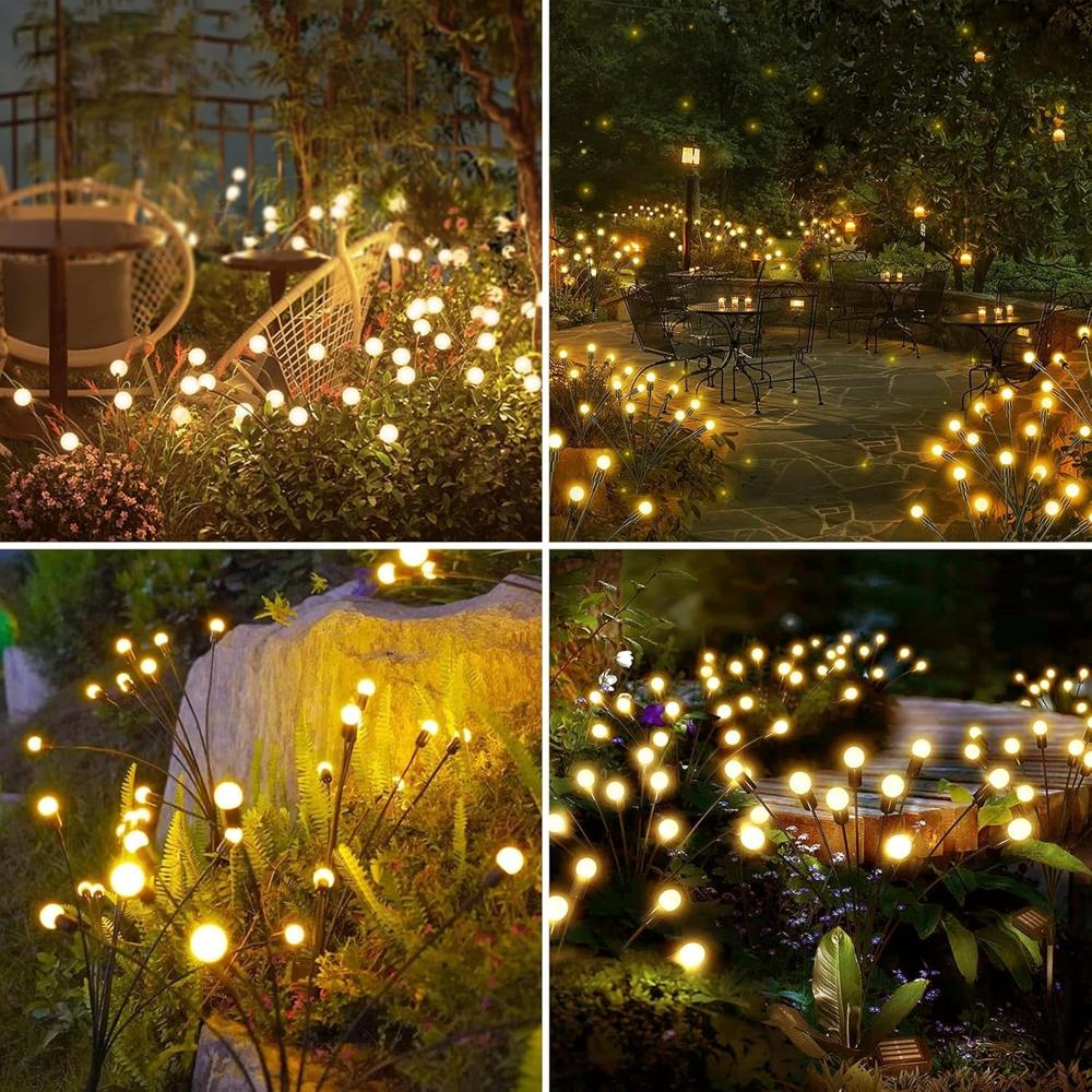 Solar-Powered Warm White Garden Ball Light Set - Color: Mix