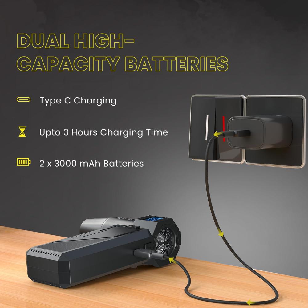 Portronics Tornado Pro Handheld High-Speed Air Duster, Type-C Rechargeable, 1,30,000 RPM,