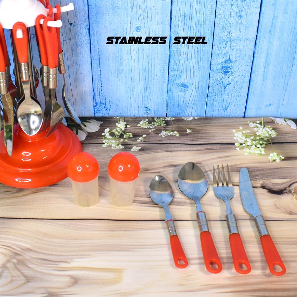 Luxury Cutlery Set For Dining Table Stainless Steel 26-Piece Set With Stand (1 Set - Color: Mix