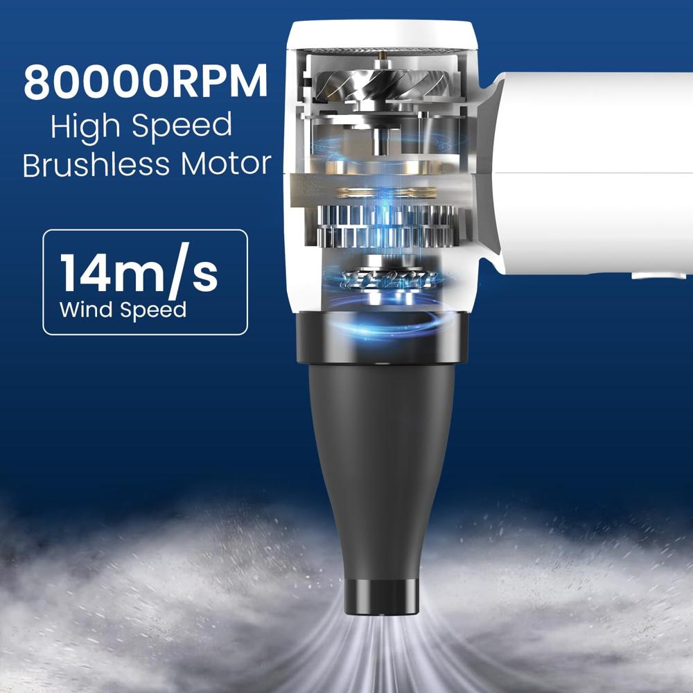 Portronics Tez,  Handheld High Speed Air Blower, Stepless Regulation, Rechargeable Type-C, for Cleaning Computers, Cars,