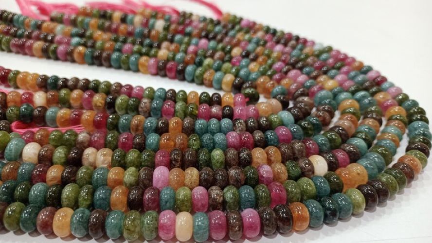 Natural Multi Tourmaline Rondelle plain smooth 8mm Beads Gemstone Beads Sold Per strand 8 inches Long