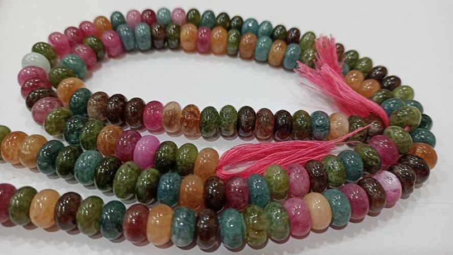 Natural Multi Tourmaline Rondelle plain smooth 8mm Beads Gemstone Beads Sold Per strand 8 inches Long