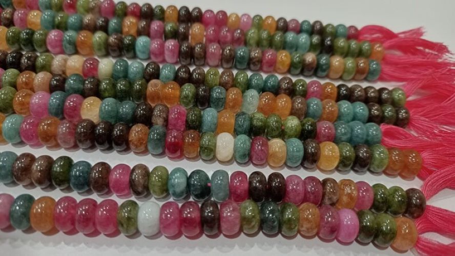 Natural Multi Tourmaline Rondelle plain smooth 8mm Beads Gemstone Beads Sold Per strand 8 inches Long
