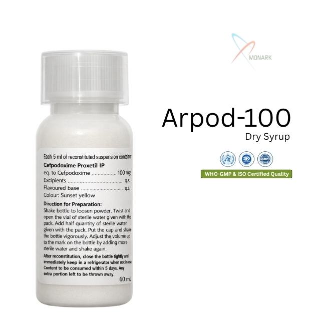 Cefpodoxime 100mg/5ml   Dry Syrup  (With Water & Monocarton)