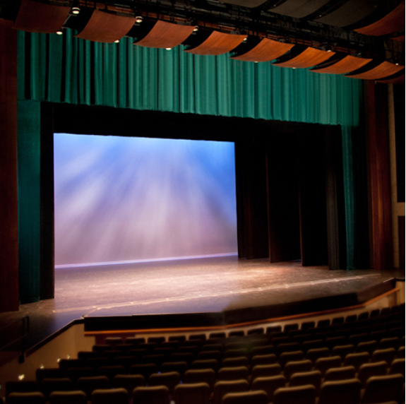 Auditorium  Front Stage Curtain with Side Drapes