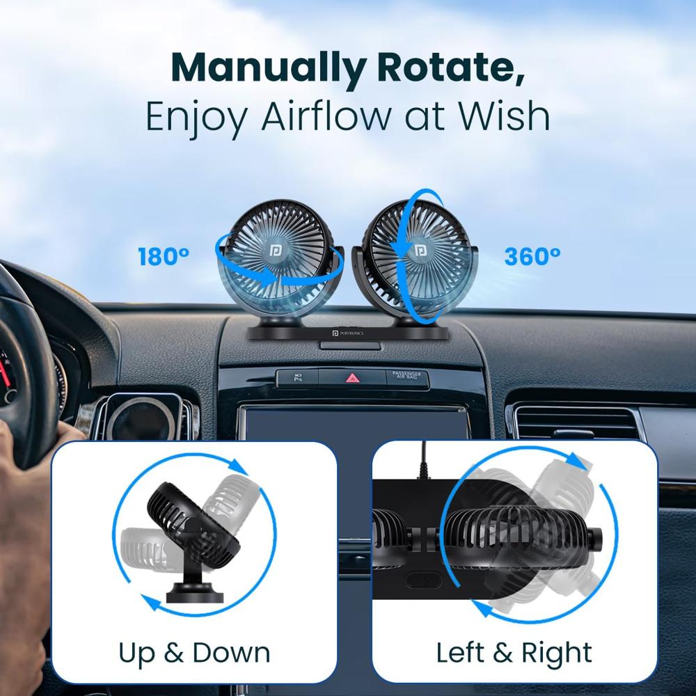 Portronics Twin Cool Dual Head Portable USB 