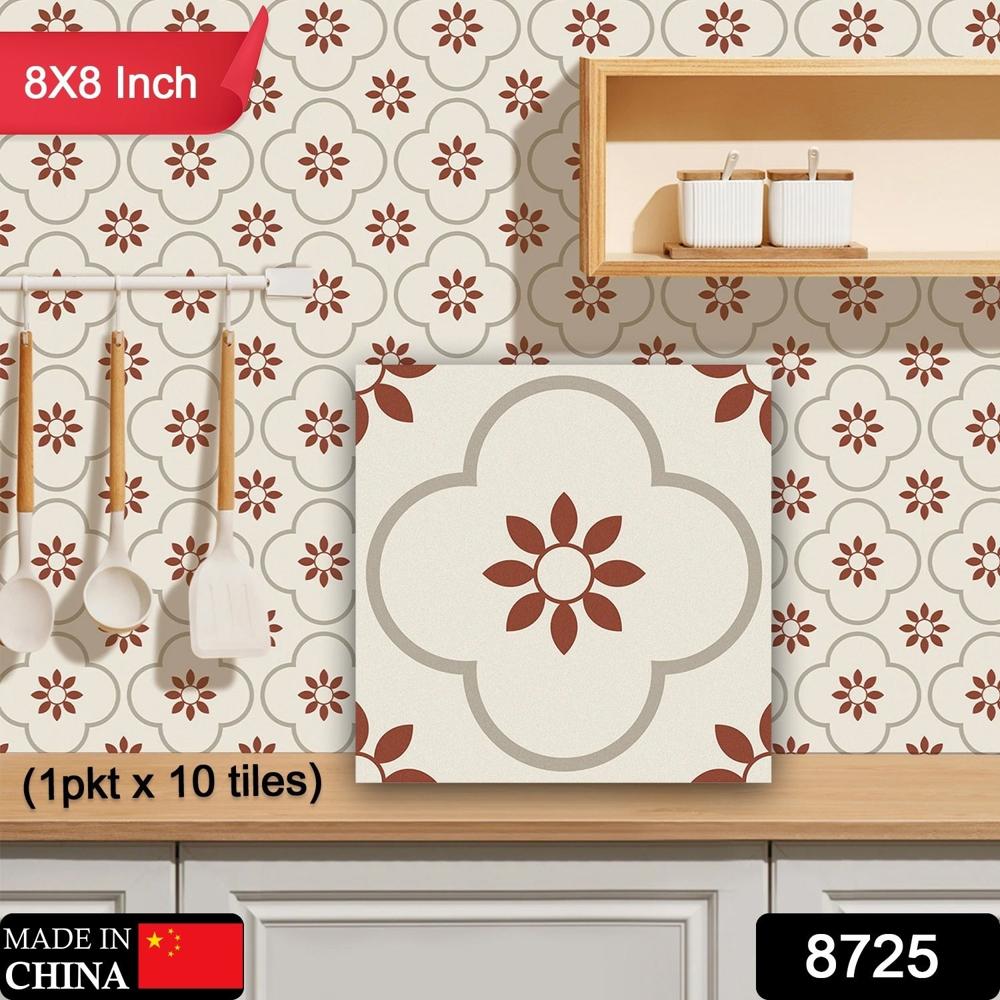 Peel And Stick Floor Tiles Kitchen / Bathroom Backsplash Sticker Detachable Waterproof Diy Tile Stickers For Wall Decoration Tiles Home Decoration (8X8 Inch / 10 Pcs Set) - Color: Mix